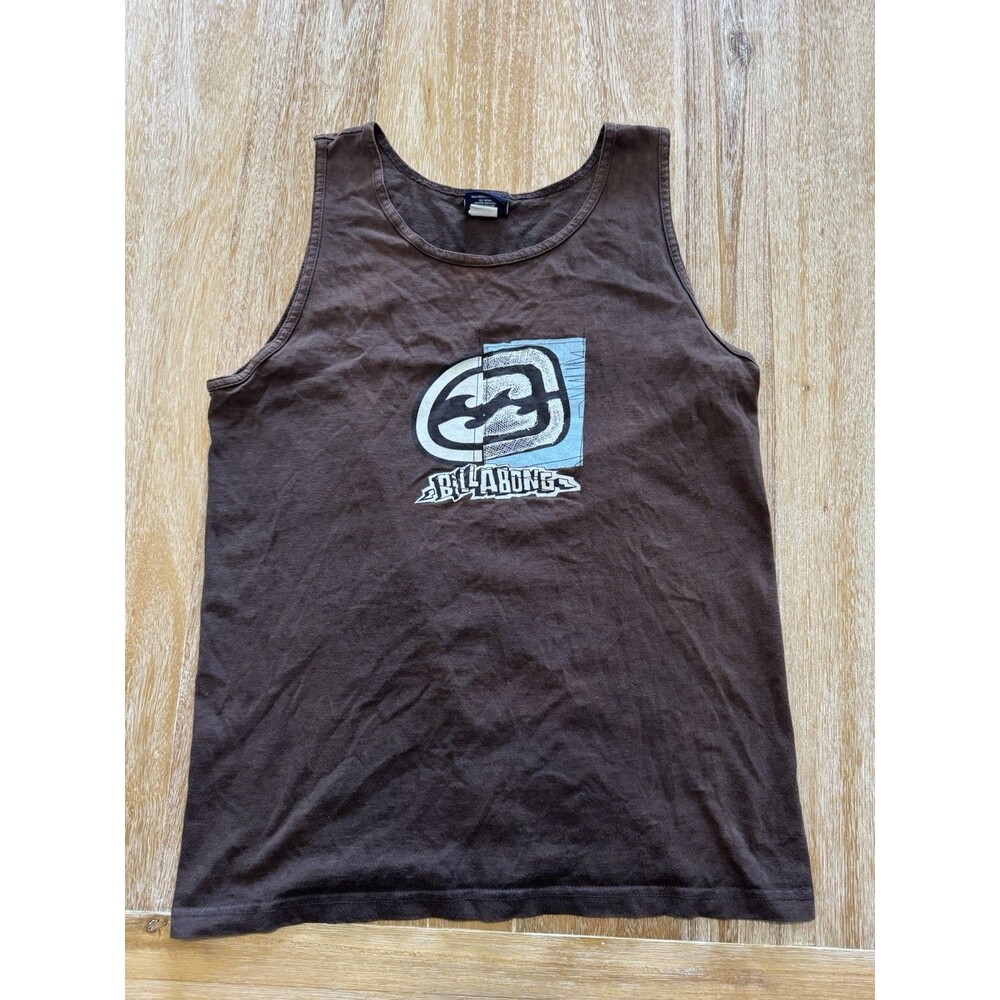 Vtg Billabong Tank Top Mens Medium M Brown Graphic Sleeveless Made in USA Y2K